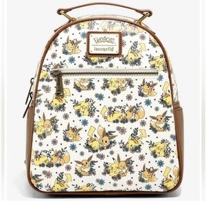 Loungefly Pikachu & Evee Floral Print Backpack